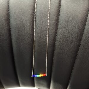 Bar shape of rainbow beads on necklace