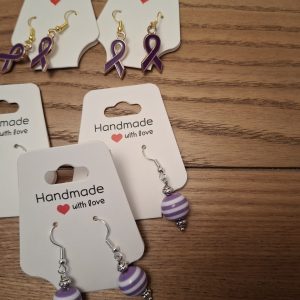 Awareness/ Purple Ball Earrings