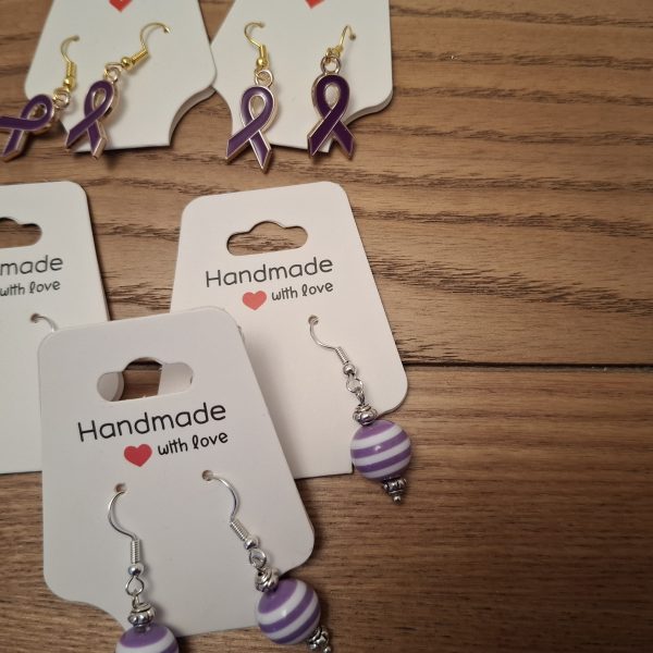 Awareness/ Purple Ball Earrings